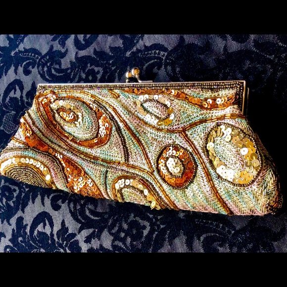 Unique Vintage Handbags - VINTAGE BEADED Evening Clutch Bag